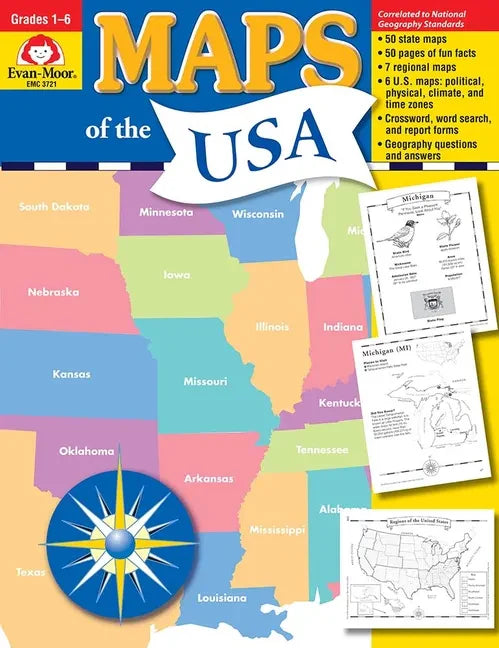 Maps of the Usa, Grade 1 - 6 Teacher Resource - Paperback