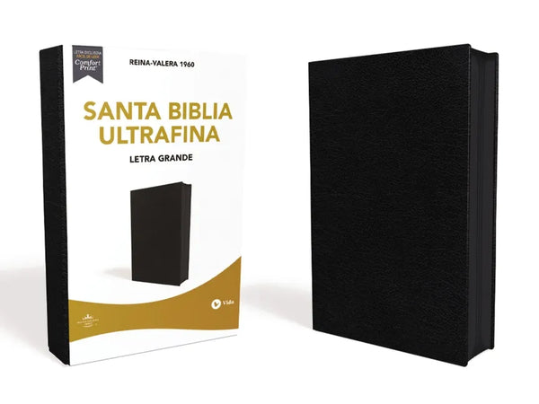 Rvr60, Santa Biblia, Ultrafina, Letra Grande, Piel Fabricada, Negro, Con Cierre, Palabras de Jesus En Rojo, Comfort Print - Leather