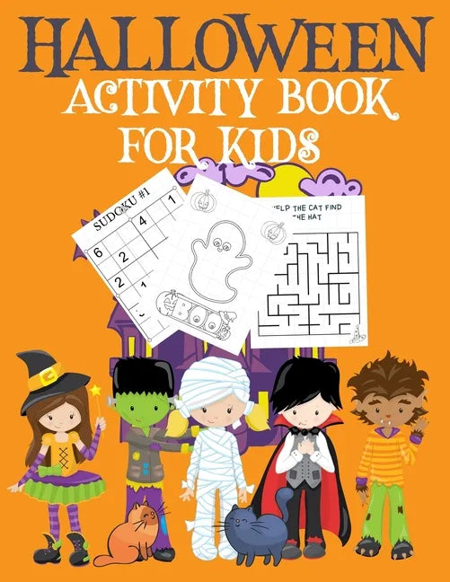 Halloween Activity Book for Kids: Childrens' Halloween Activity Book Halloween Book Coloring Pages Mazes Sudoku Drawing Paperback Ages 4-8 - Paperback