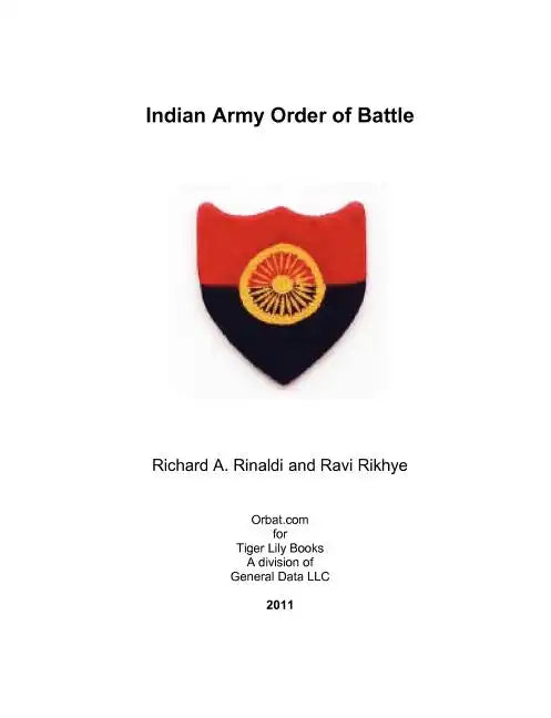 Indian Army Order of Battle - Paperback