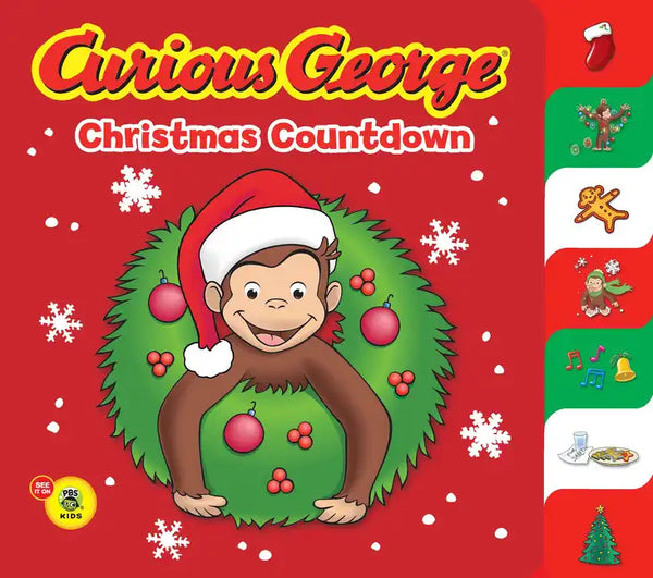 Curious George Christmas Countdown Tabbed Board Book (Cgtv): A Christmas Holiday Book for Kids - Board Book