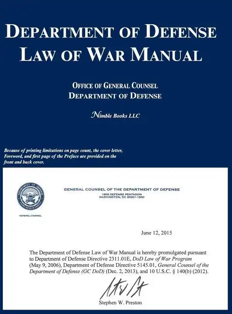 Department of Defense Law of War Manual - Hardcover