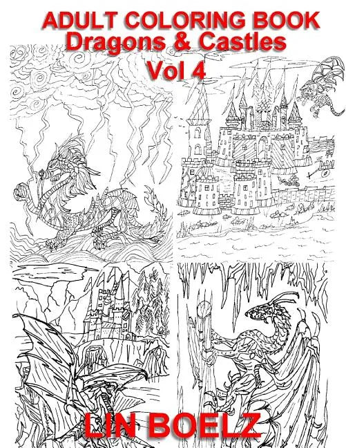 Adult coloring book Fantasy Dragons & Castles - Paperback