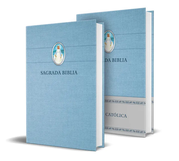 Biblia Católica En Español Con Virgen Milagrosa En Cubierta / Catholic Bible in Spanish Hardcover, Blue - Hardcover