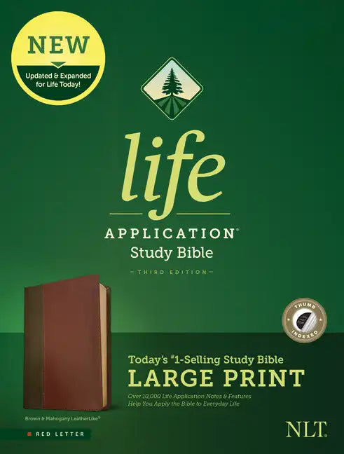 NLT Life Application Study Bible, Third Edition, Large Print (Red Letter, Leatherlike, Brown/Tan, Indexed) - Imitation Leather