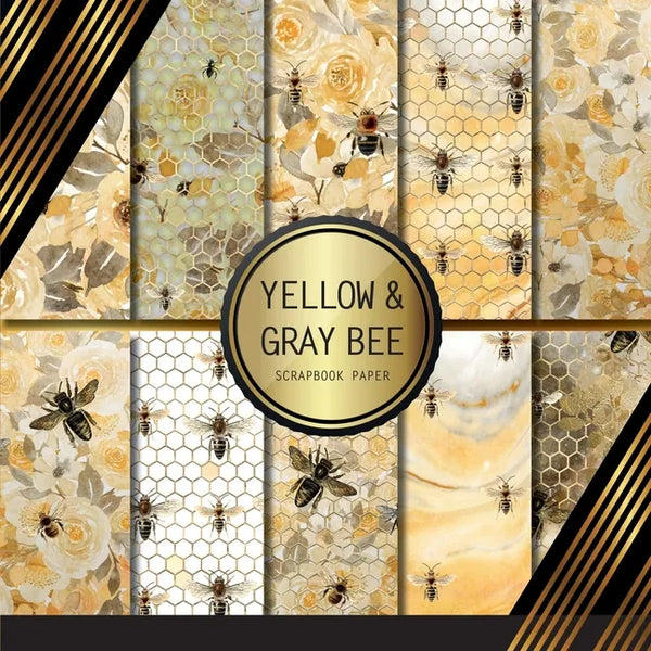 Scrapbook Paper: Yellow And Gray Bee: Double Sided Craft Paper For Card Making, Origami & DIY Projects Decorative Scrapbooking Paper - Paperback
