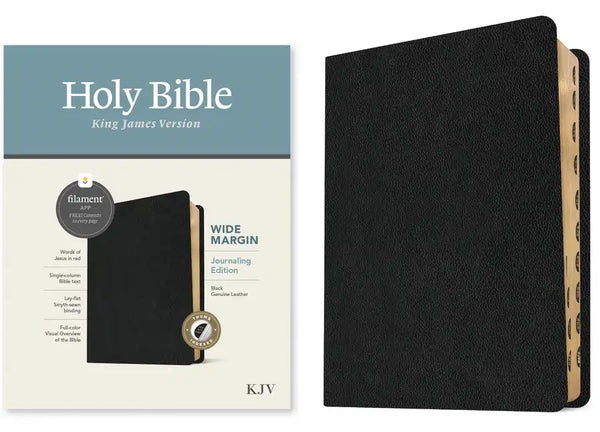 KJV Wide Margin Bible, Filament Enabled (Genuine Leather, Black, Indexed, Red Letter) - Leather