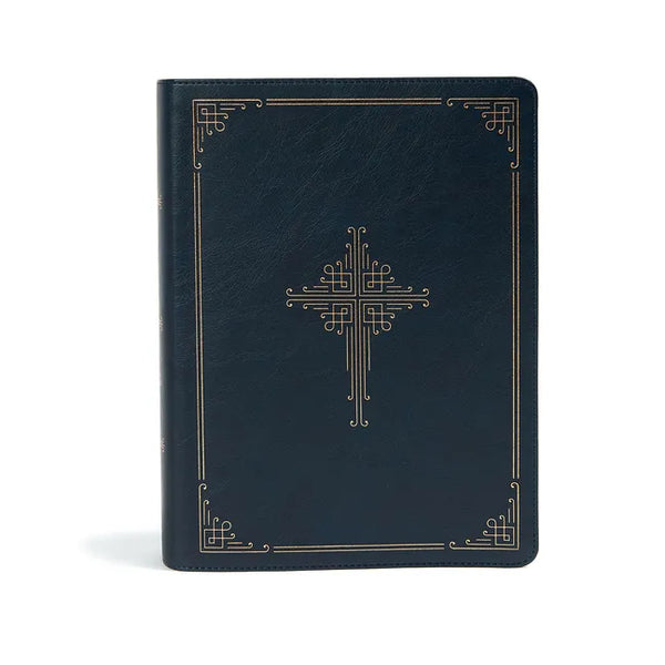 CSB Ancient Faith Study Bible, Navy Leathertouch: Black Letter, Church Fathers, Study Notes and Commentary, Ribbon Marker, Sewn Binding, Easy-To-Read - Imitation Leather