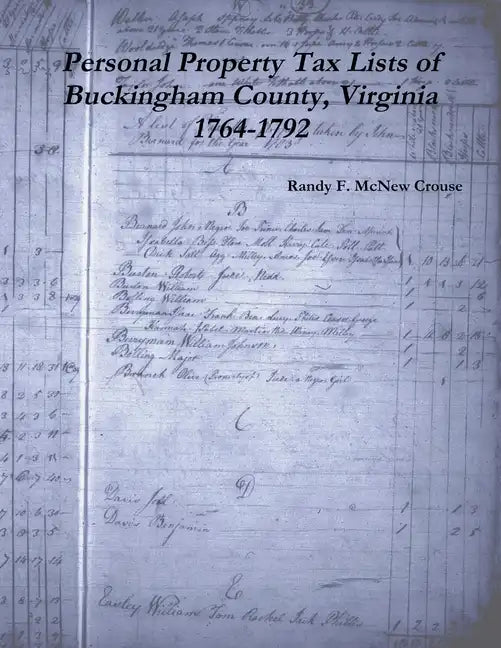 Personal Property Tax Lists of Buckingham County, Virginia 1764-1792 - Paperback