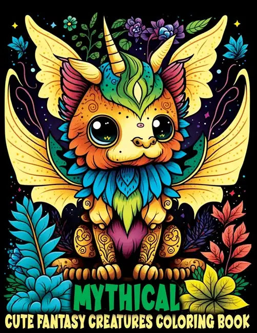 Cute Fantasy Mythical Creatures: Coloring Book Featuring Adorable Animals with Magical Creatures and Imaginary Worlds - Paperback