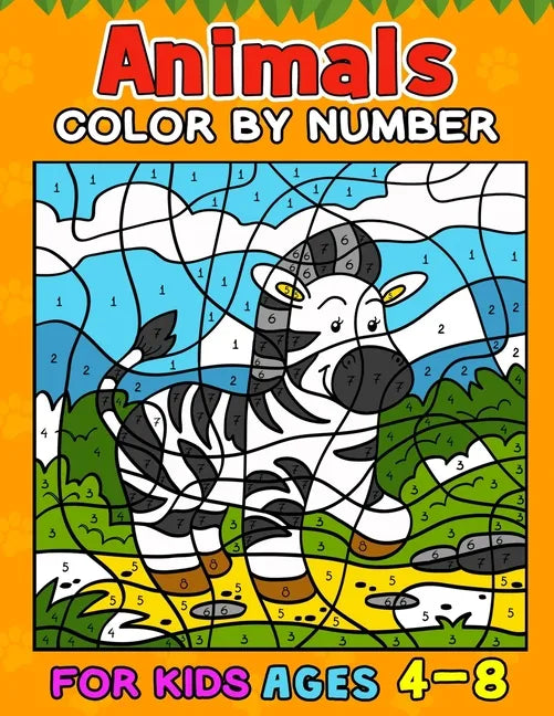 Animals Color by Number Books For Kids Ages 4-8 - Paperback