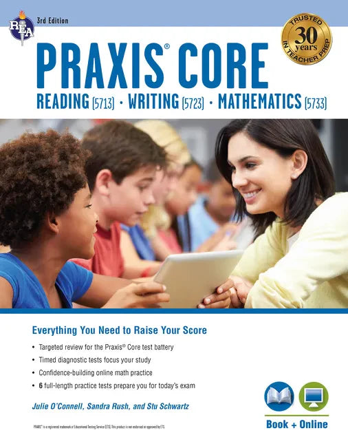 Praxis Core Academic Skills for Educators (5713, 5723, 5733) Book + Online, 3rd Ed. - Paperback