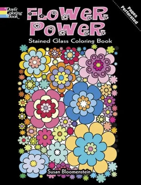 Flower Power Stained Glass Coloring Book - Paperback