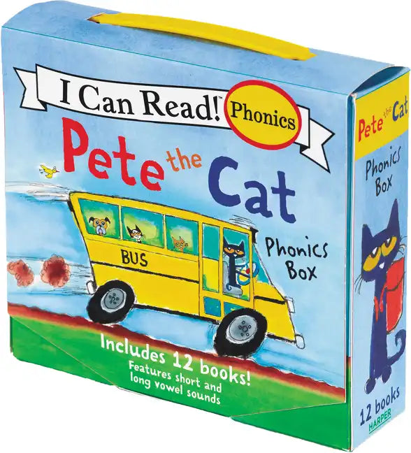 Pete the Cat 12-Book Phonics Fun!: A Box of 12 Mini-Books Featuring Short and Long Vowel Sounds - Boxed Set