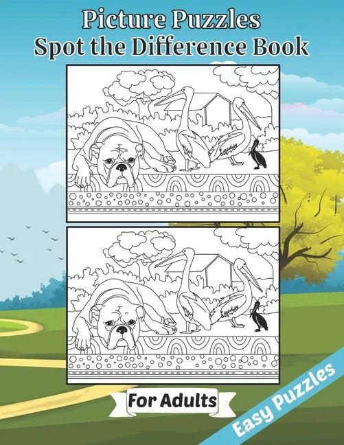Picture Puzzles Spot the Difference Book for Adults: Easy Puzzles Book of Animals for Adult Brain Fun. Includes Solutions. Large Print Edition - Paperback