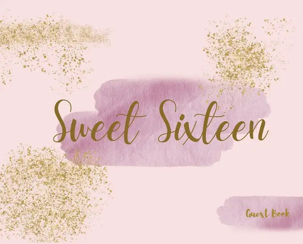 Happy 16th Birthday Guest Book (Landscape Hardcover): Sweet Sixteen Guest book, party and birthday celebrations decor, memory book, 16th birthday, hap - Hardcover