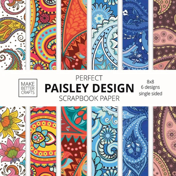 Perfect Paisley Design Scrapbook Paper: 8x8 Paisley Pattern Designer Paper for Decorative Art, DIY Projects, Homemade Crafts, Cute Art Ideas For Any C - Paperback