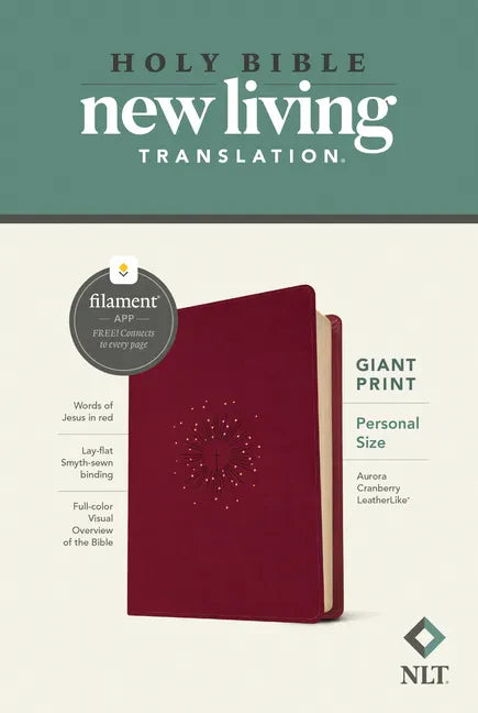 NLT Personal Size Giant Print Bible, Filament Enabled (Leatherlike, Aurora Cranberry, Red Letter) - Imitation Leather