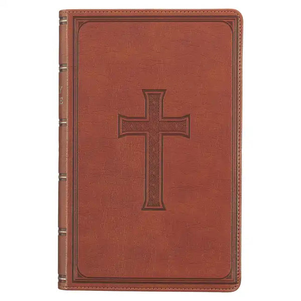 KJV Holy Bible, Giant Print Standard Size Faux Leather Red Letter Edition - Ribbon Marker, King James Version, Brown - Leather