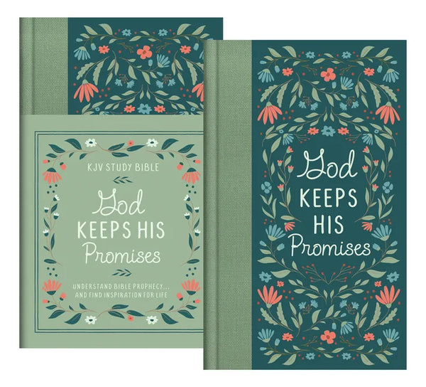 God Keeps His Promises KJV Study Bible [Sage Floral]: Understand Bible Prophecy. . .and Find Inspiration for Life - Hardcover