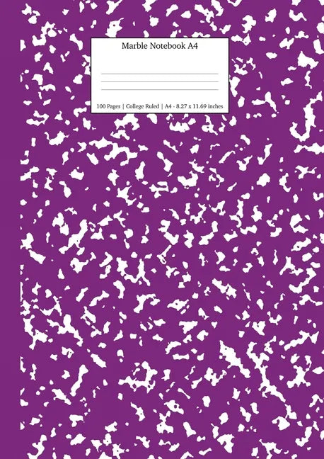 Marble Notebook A4: Purple Marble College Ruled Journal - Paperback