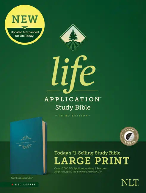 NLT Life Application Study Bible, Third Edition, Large Print (Leatherlike, Teal Blue, Indexed) - Imitation Leather