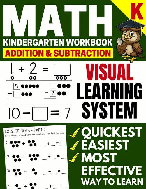 Math Kindergarten Workbook: Addition and Subtraction, Numbers 1-20, Activity Book with Questions, Puzzles, Tests with (Grade K Math Workbook) - Paperback