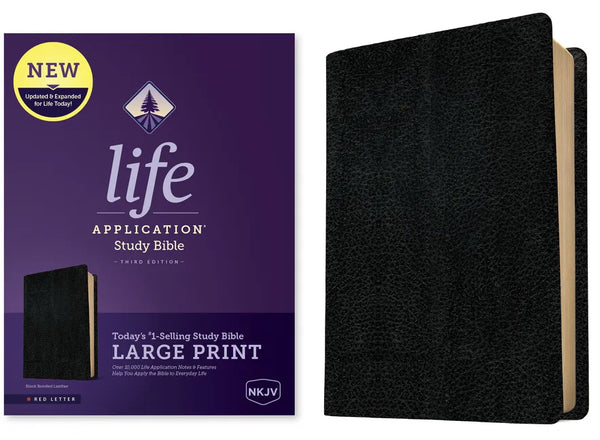 NKJV Life Application Study Bible, Third Edition, Large Print (Bonded Leather, Black, Red Letter) - Bonded Leather