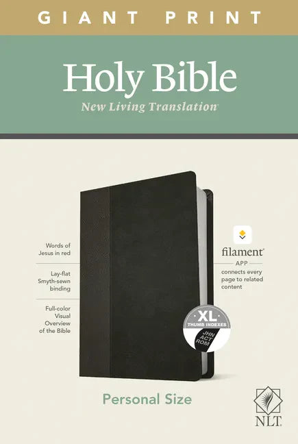 NLT Personal Size Giant Print Bible, Filament Enabled Edition (Red Letter, Leatherlike, Black/Onyx, Indexed) - Imitation Leather