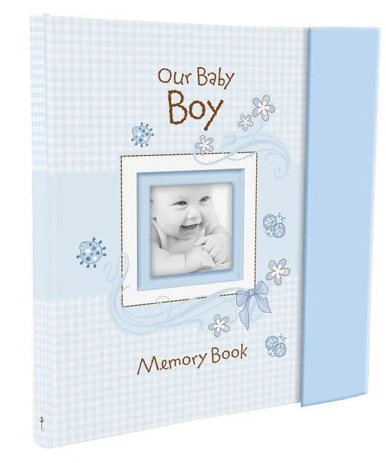 Christian Art Gifts Boy Baby Book of Memories Blue Keepsake Photo Album Our Baby Boy Memory Book Baby Book with Bible Verses, the First Year - Hardcover