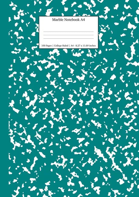 Marble Notebook A4: Teal Marble College Ruled Journal - Paperback