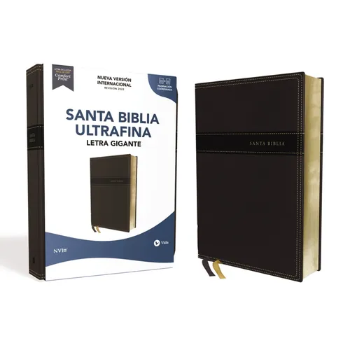 Nvi, Santa Biblia, Revisión 2022, Ultrafina, Letra Gigante, Leathersoft, Negro, Palabras de Jesús En Rojo, Comfort Print - Leather