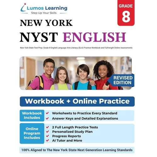 New York State Test Prep: Grade 8 English Language Arts Literacy (ELA) Practice Workbook and Full-length Online Assessments: NYST Study Guide - Paperback