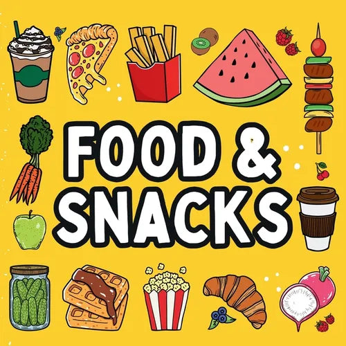 Food and Snacks Coloring Book: Bold and Easy Designs for Both Seniors and Kids - Paperback